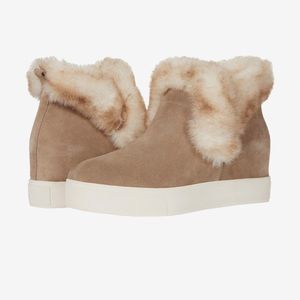 Anthropologie J/Slides Sean High-Top Sneaker Fur Lined Booties Nubuck Upper